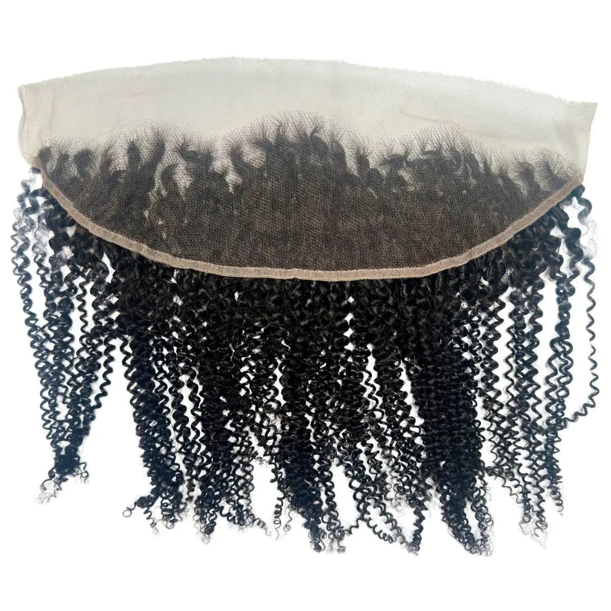Afro kinky 13x4 HD lace human hair frontal extension from THE HAIR PUSHER PREMIUM LUXE HAIR, shown from the back.