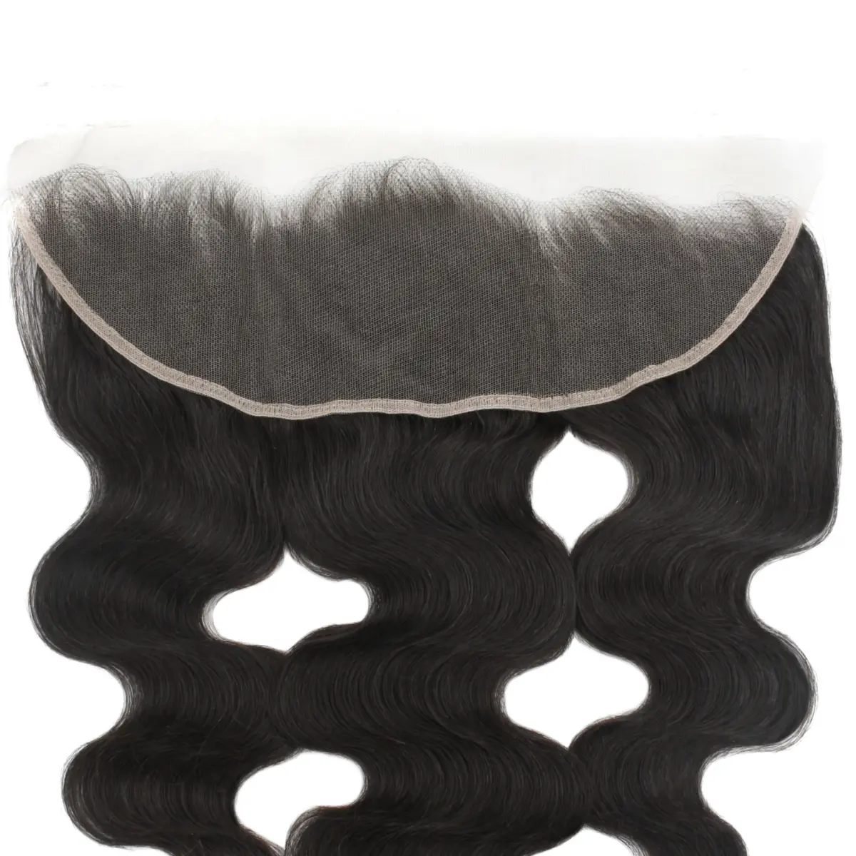 Brazilian Body Wave 13x4 HD lace human hair frontal from The Hair Pusher, showcasing the natural wave pattern and lace detail.