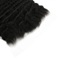 Deep Wave 13x6 HD lace human hair frontal extension by THE HAIR PUSHER PREMIUM LUXE HAIR, showcasing wavy texture and lace front detail.