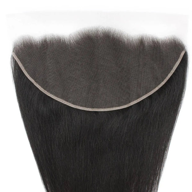 Straight 13x6 HD lace human hair frontal from THE HAIR PUSHER PREMIUM LUXE HAIR, showing the lace front and straight hair texture.