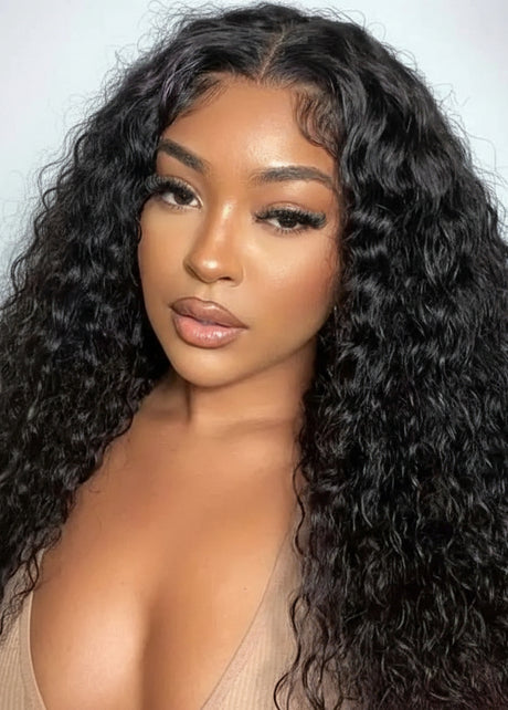 13x6 deep curly raw Vietnamese HD lace wig by THE HAIR PUSHER PREMIUM LUXE HAIR, showcasing the natural textured curls and lace cap.