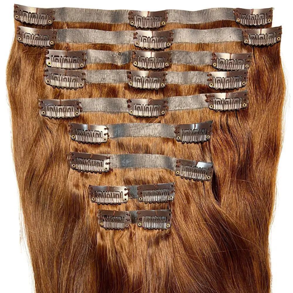 Medium Brown Seamless Clip-In 100% Human Hair Extensions The Hair Pusher
