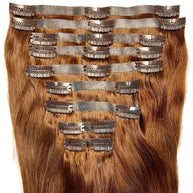 Medium Brown Seamless Clip-In 100% Human Hair Extensions The Hair Pusher