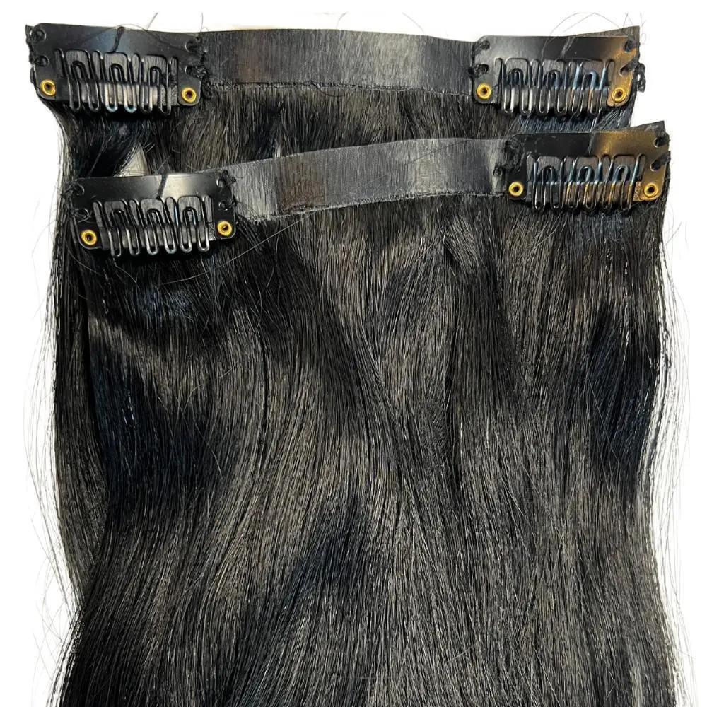 Jet Black Seamless Clip-In 100% Human Hair Extensions Private Label