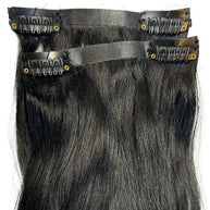 Jet Black Seamless Clip-In 100% Human Hair Extensions Private Label