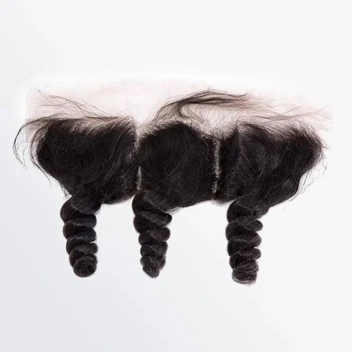 Loose Wavy Lace Frontal #1B Natural Black 100% Human Hair The Hair Pusher