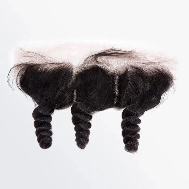 Loose Wavy Lace Frontal #1B Natural Black 100% Human Hair The Hair Pusher