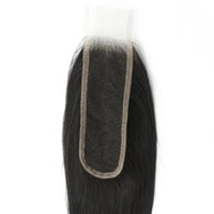 Brazilian silky straight 2x6 HD lace human hair closure from THE HAIR PUSHER PREMIUM LUXE HAIR, showing close-up of the lace and hair texture.