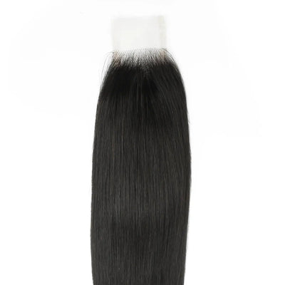 Brazilian silky straight 2x6 HD lace human hair closure from THE HAIR PUSHER PREMIUM LUXE HAIR, front view showing natural texture.