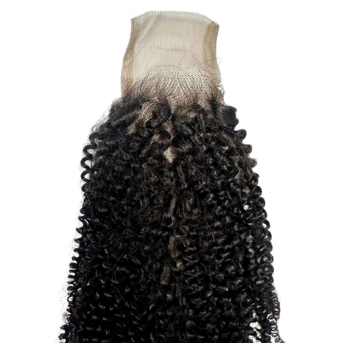 Afro kinky 2x6 transparent lace human hair closure from THE HAIR PUSHER PREMIUM LUXE HAIR, showing detailed lace and textured hair.
