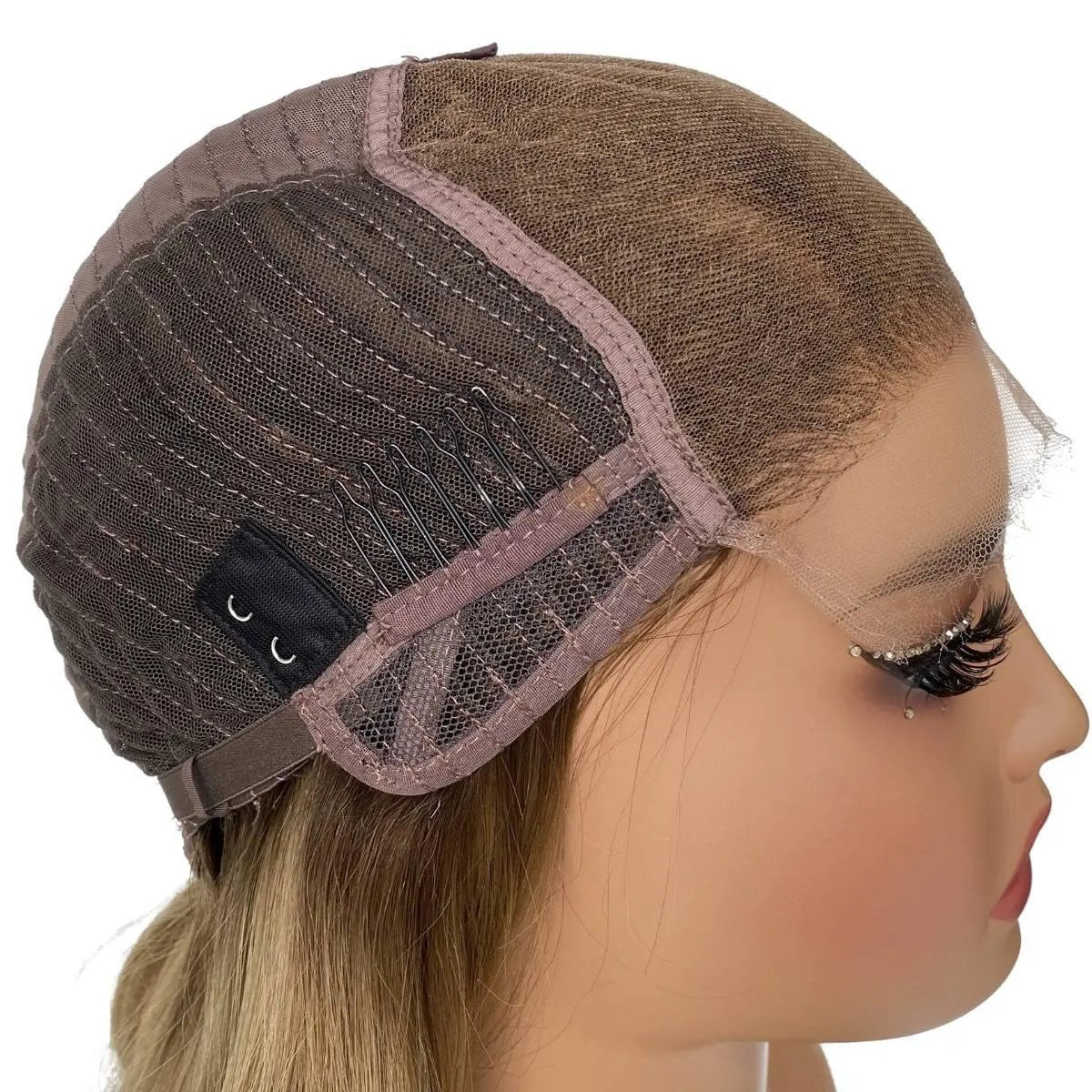 Honey blonde ombre wavy 5x5 HD lace closure wig by THE HAIR PUSHER, 26-inch length with 180% density, natural hairline.