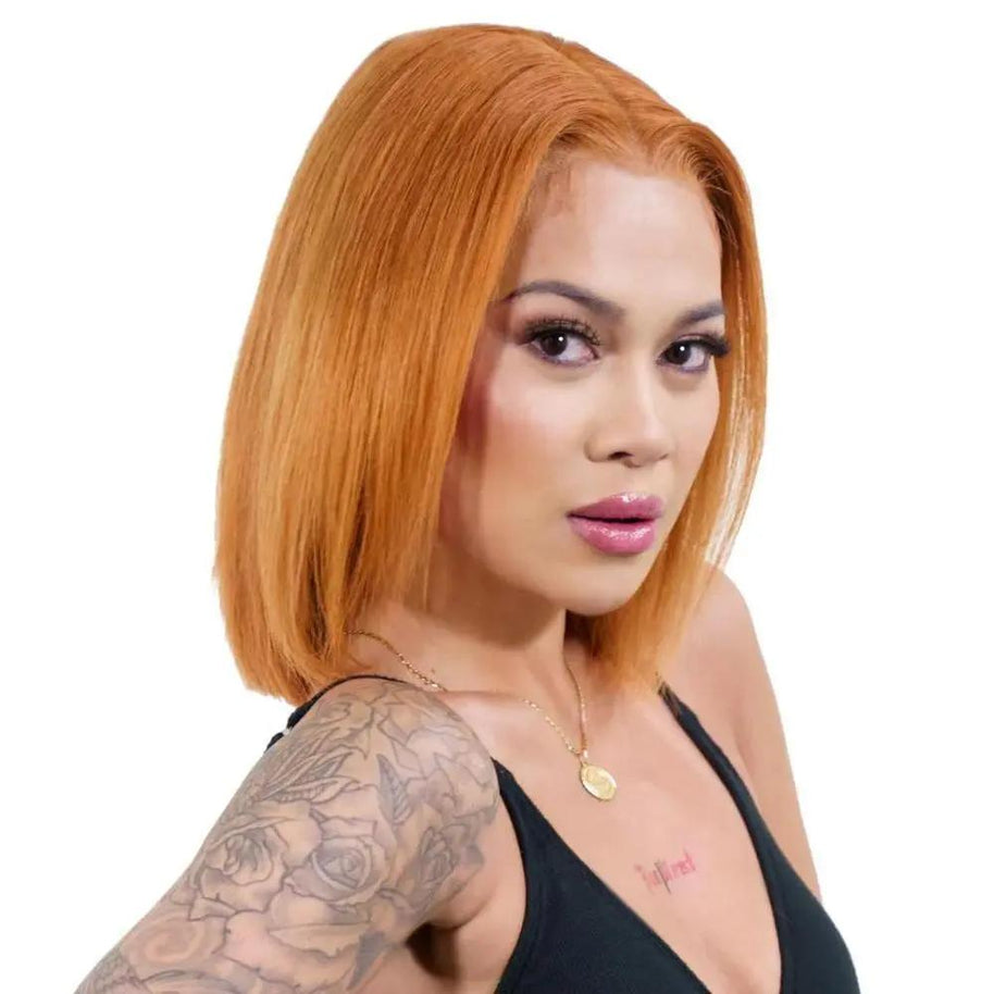 Cinnamon 13x4 Transparent Lace Front 100% Human Hair Bob Wig Private Label