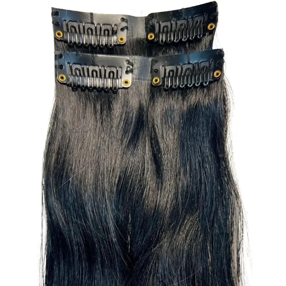 Natural Black Seamless Clip-In 100% Human Hair Extensions The Hair Pusher