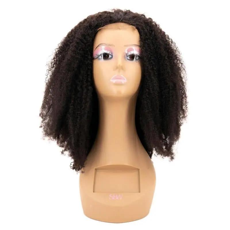 Afro Kinky Curly 4x4 Transparent Lace 100% Human Hair Closure Wig Private Label