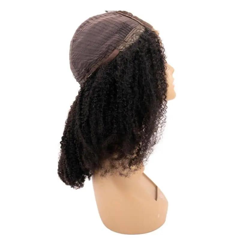 Afro Kinky Curly 4x4 Transparent Lace 100% Human Hair Closure Wig Private Label
