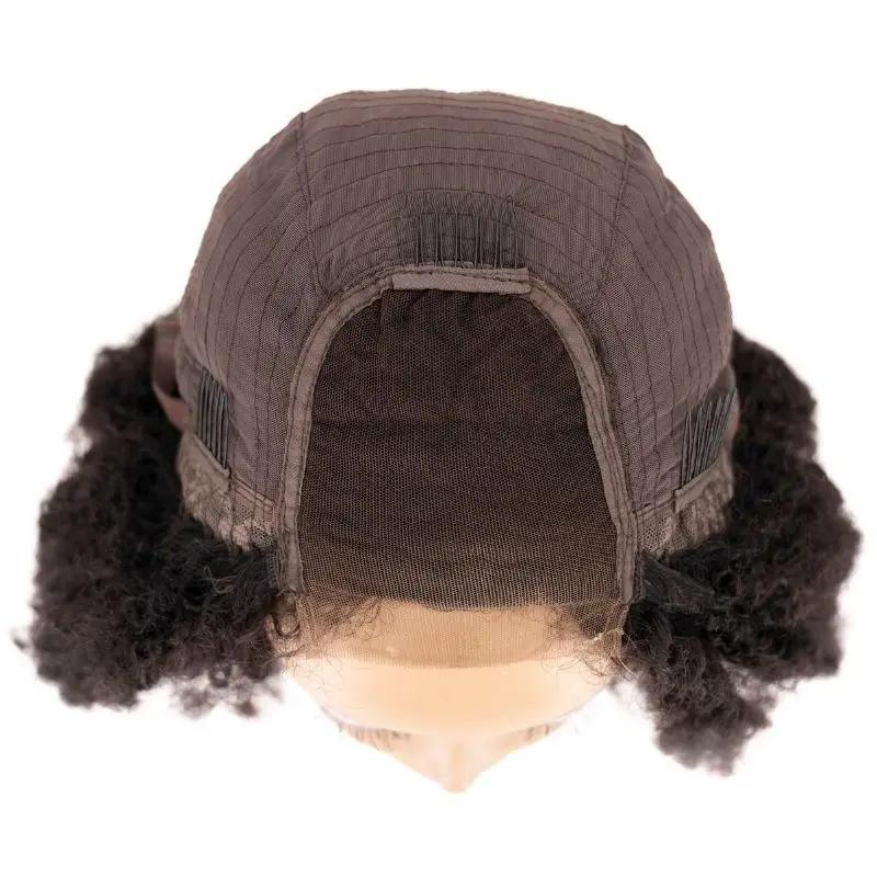 Afro Kinky Curly 4x4 Transparent Lace 100% Human Hair Closure Wig Private Label