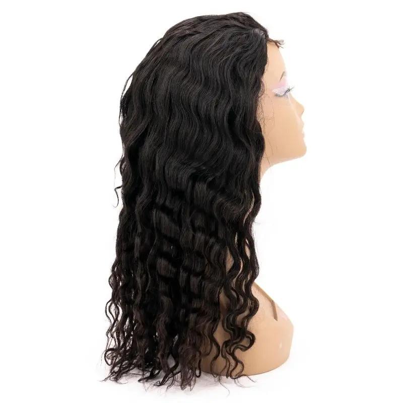 Beach Wave 4x4 Transparent Lace 100% Human Hair Closure Wig Private Label