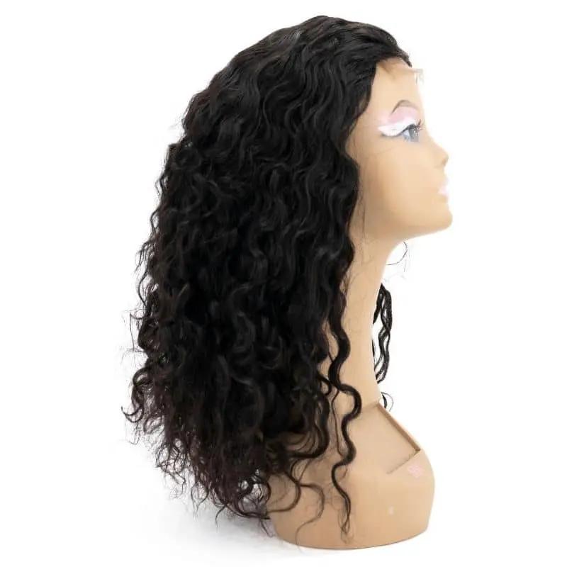 Messy Curl 4x4 Transparent Lace 100% Human Hair Closure Wig Private Label