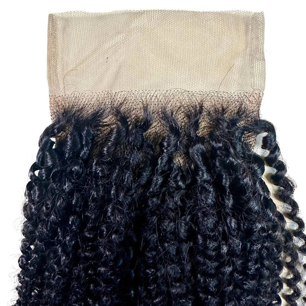 Afro Kinky Curly 4x4 Transparent Lace Human Hair Closure Private Label
