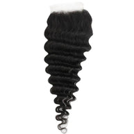 Deep Wave 4x4 Transparent Lace Human Hair Closure Private Label