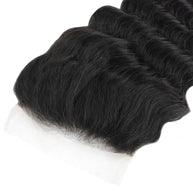 Deep Wave 4x4 Transparent Lace Human Hair Closure Private Label