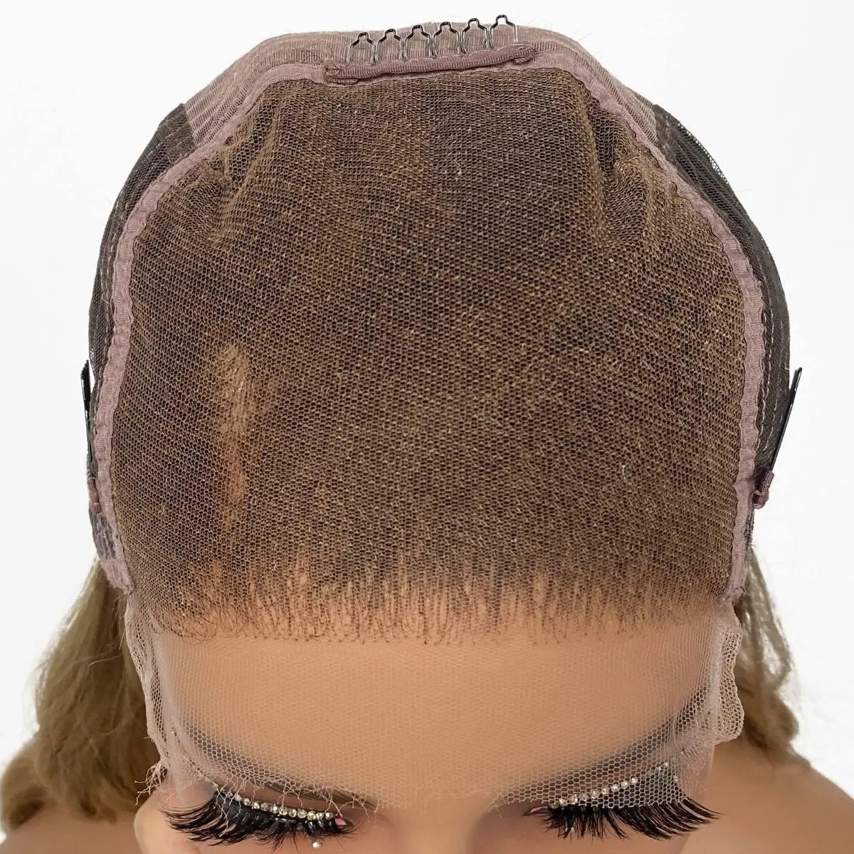 Honey blonde ombre wavy 5x5 HD lace closure wig by THE HAIR PUSHER PREMIUM LUXE HAIR, 26 inches, 180% density.