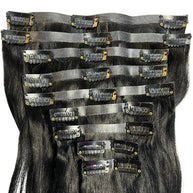 Jet Black Seamless Clip-In 100% Human Hair Extensions Private Label