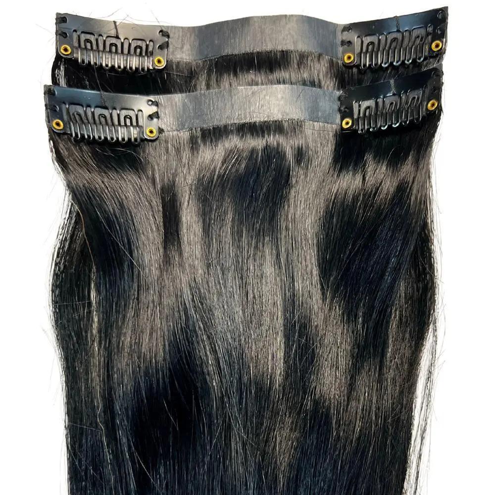 Natural Black Seamless Clip-In 100% Human Hair Extensions The Hair Pusher