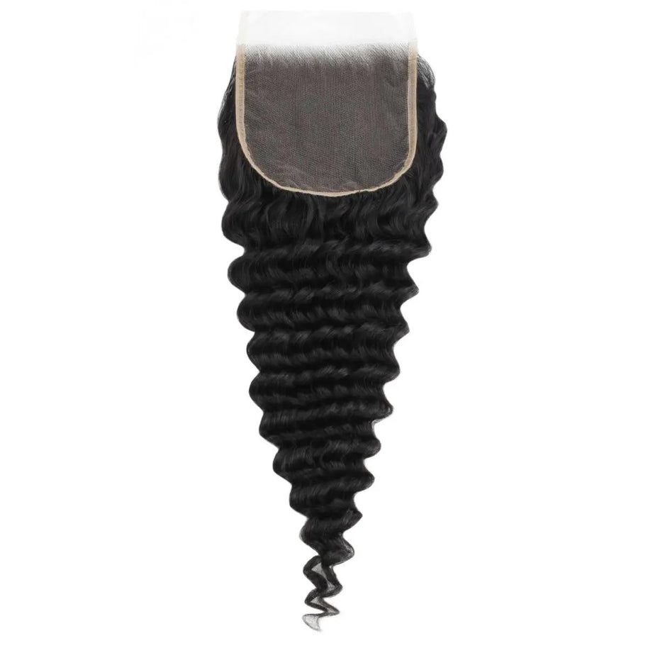 Deep Wave 5x5 Transparent Lace Human Hair Closure Private Label