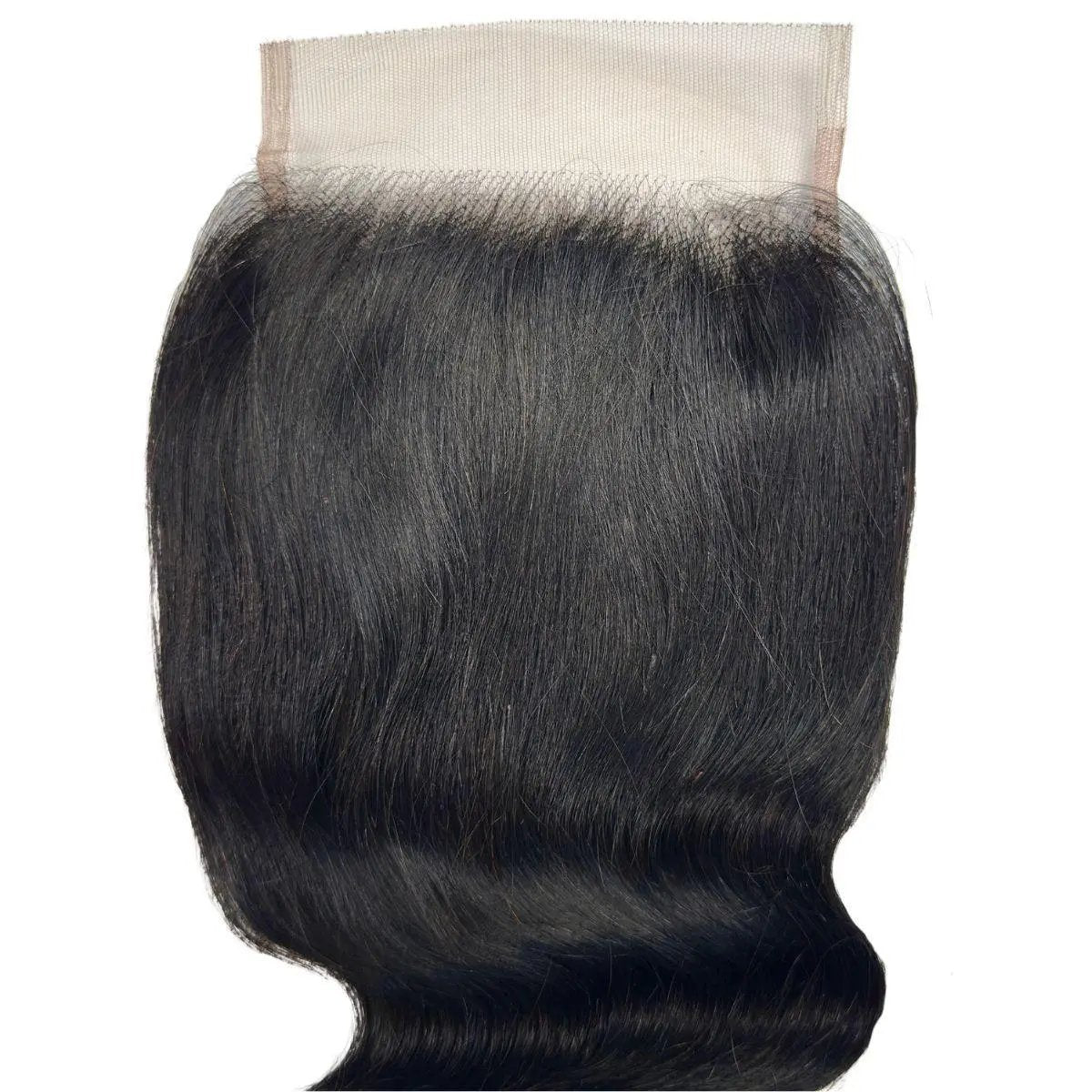 Jet black 5x5 HD lace human hair closure from THE HAIR PUSHER PREMIUM LUXE HAIR, featuring body wave texture.