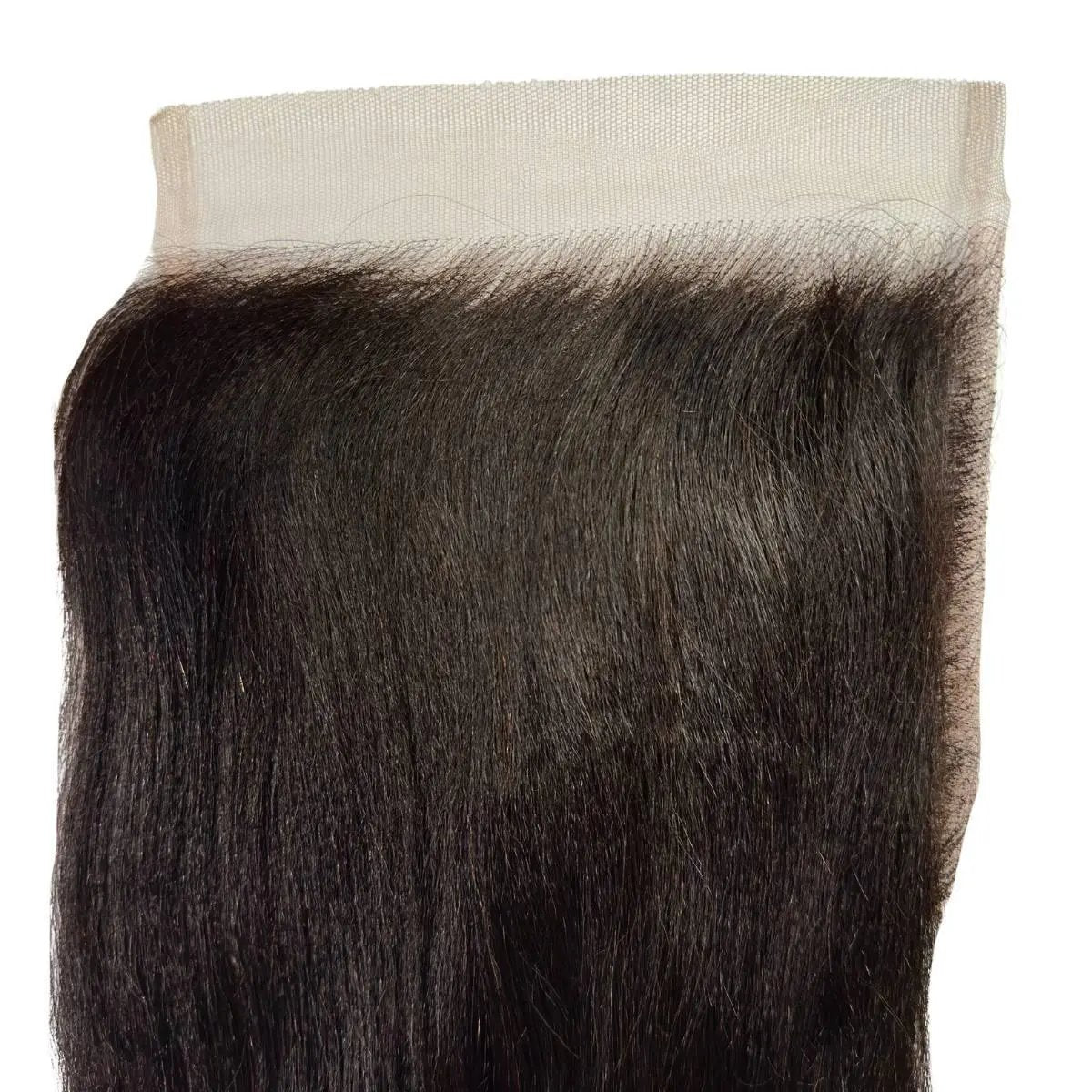 Yaki straight 6x6 HD lace human hair closure from THE HAIR PUSHER PREMIUM LUXE HAIR, showcasing the lace closure and straight hair texture.