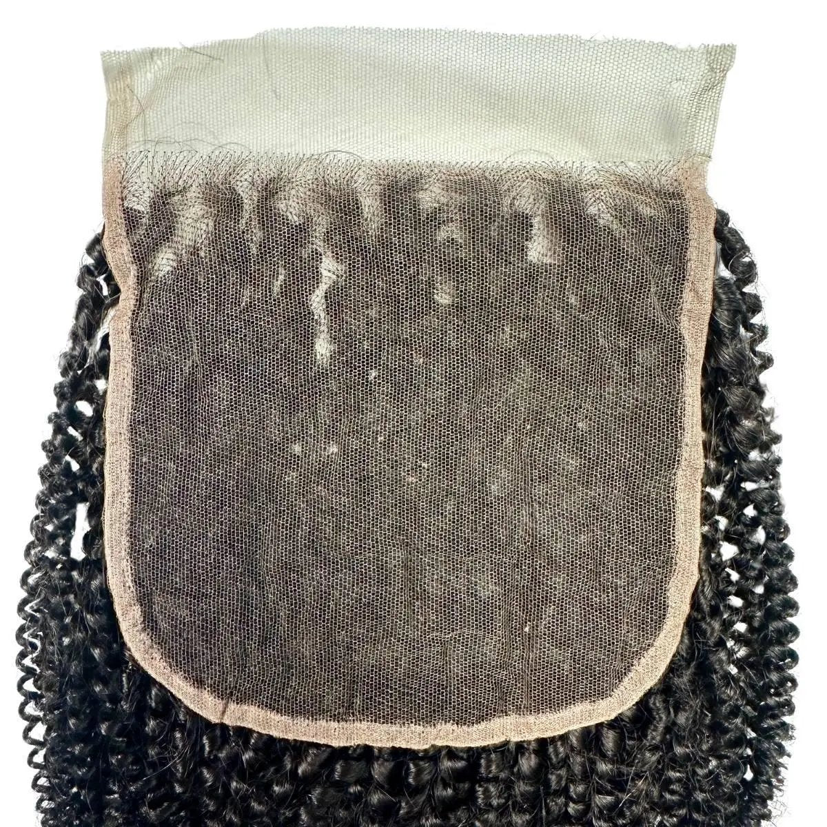 Afro Kinky 6x6 HD lace human hair closure by THE HAIR PUSHER PREMIUM LUXE HAIR, showing the back view of the closure with textured afro kinky hair.
