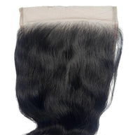 Jet black 6x6 HD lace closure with body wave virgin human hair from THE HAIR PUSHER PREMIUM LUXE HAIR, featuring extra-wide lace.