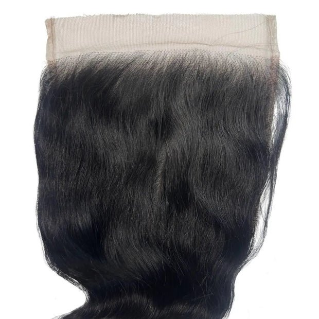 Jet black 6x6 HD lace closure with body wave virgin human hair from THE HAIR PUSHER PREMIUM LUXE HAIR, featuring extra-wide lace.