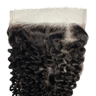 Kinky Curly 6x6 HD lace human hair closure from THE HAIR PUSHER PREMIUM LUXE HAIR, showcasing detailed lace and curly hair texture.