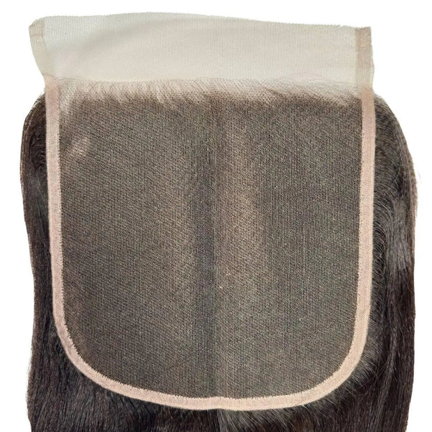 Yaki straight 7x7 HD lace human hair closure by THE HAIR PUSHER PREMIUM LUXE HAIR, showcasing detailed lace and straight hair texture.