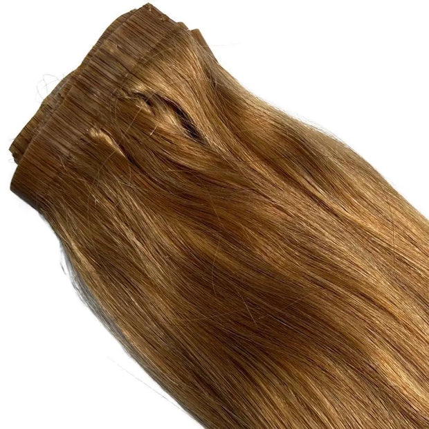 Honey Blonde Seamless Clip-In 100% Human Hair Extensions The Hair Pusher