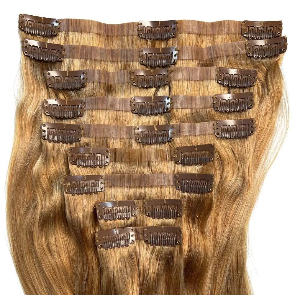 Honey Blonde Seamless Clip-In 100% Human Hair Extensions The Hair Pusher