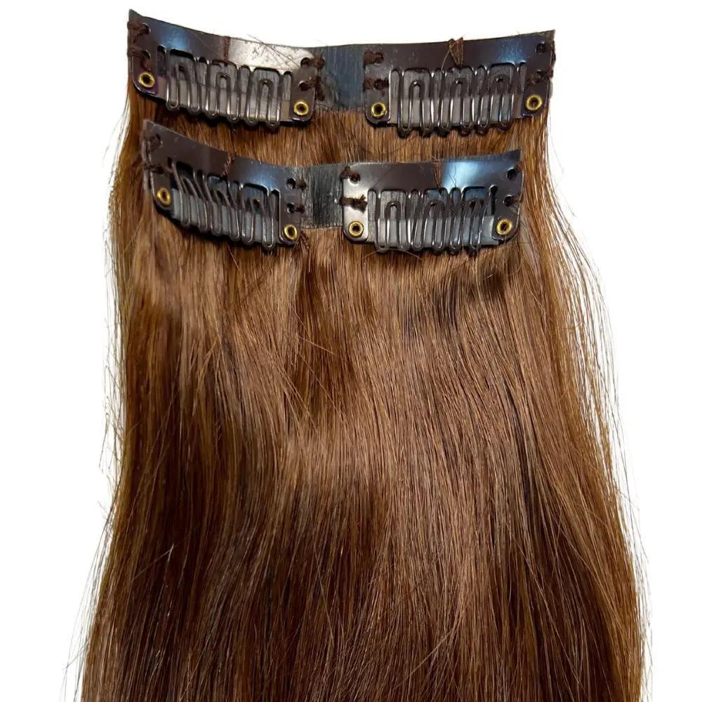 Medium Brown Seamless Clip-In 100% Human Hair Extensions The Hair Pusher