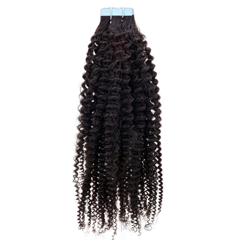 Afro Kinky Coily 100% Human Hair Tape In Extensions Private Label