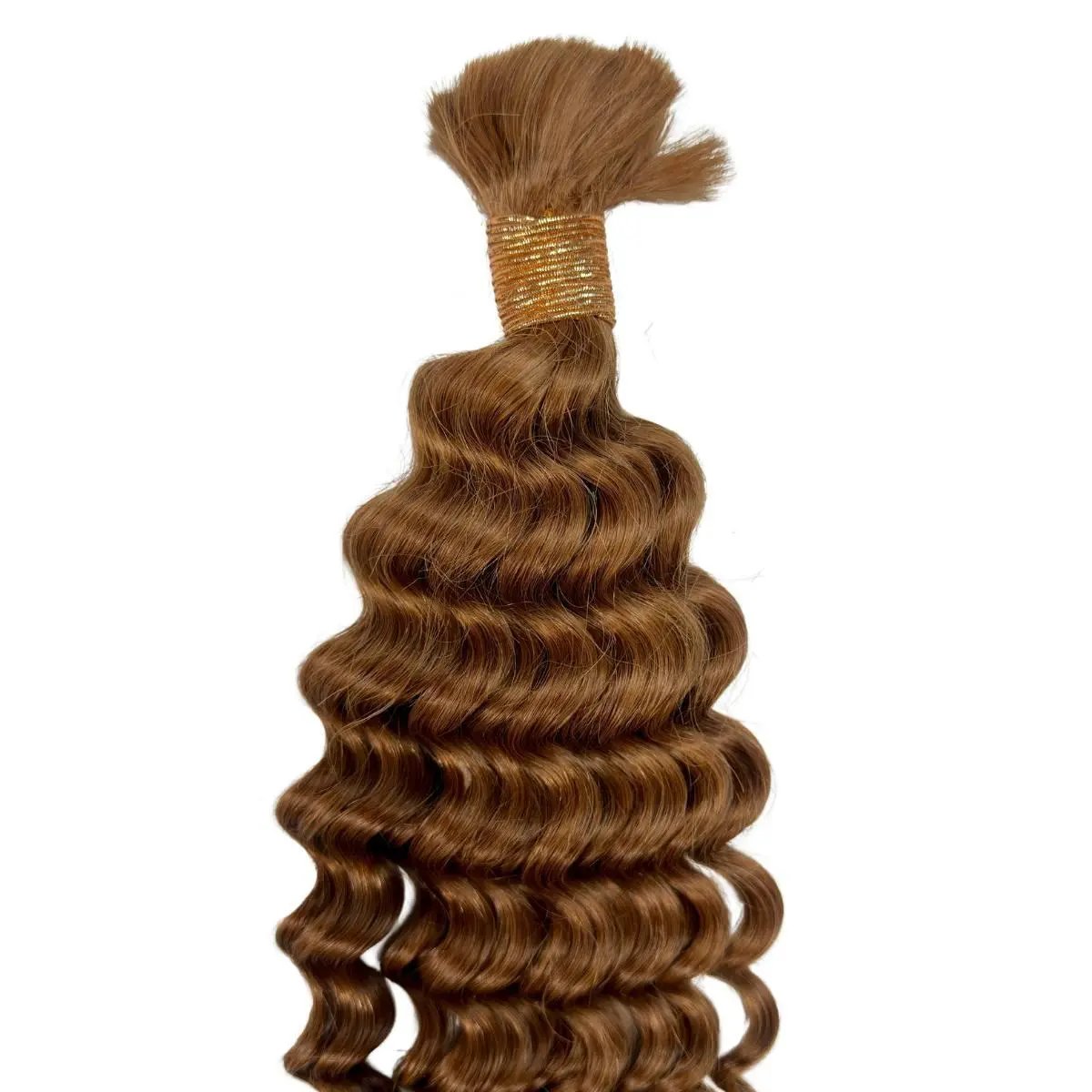 Auburn deep wave 100% human braiding hair extensions from THE HAIR PUSHER PREMIUM LUXE HAIR, shown in a bulk pack with deep wave texture.