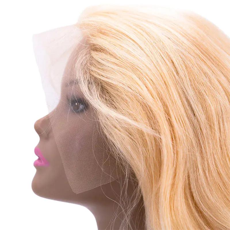 Blonde Body Wave 13x4 Transparent Lace Front Human Hair Wig Private Label