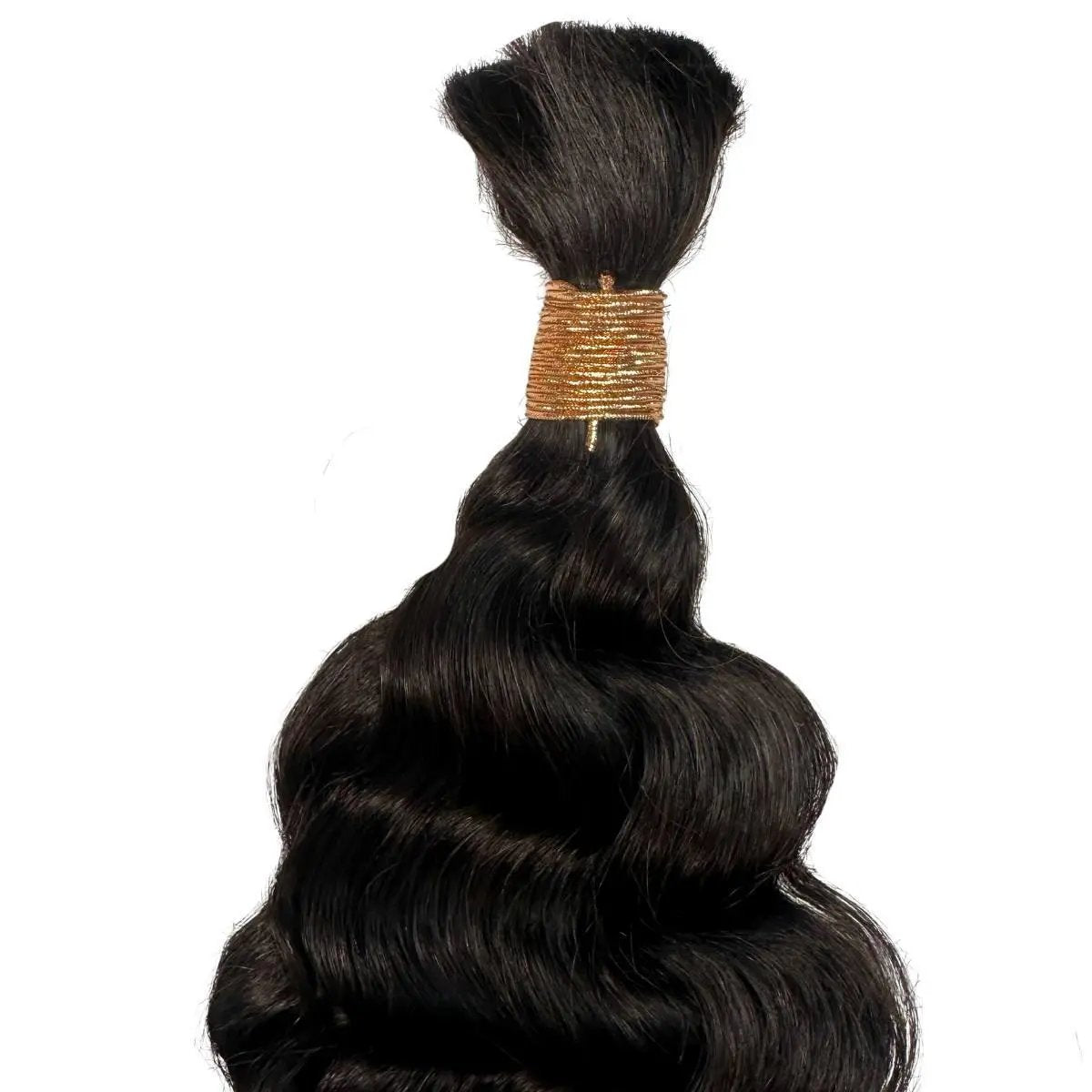 Beach Wave bulk hair extensions by THE HAIR PUSHER PREMIUM LUXE HAIR, 100% human braiding hair in natural beach wave style.