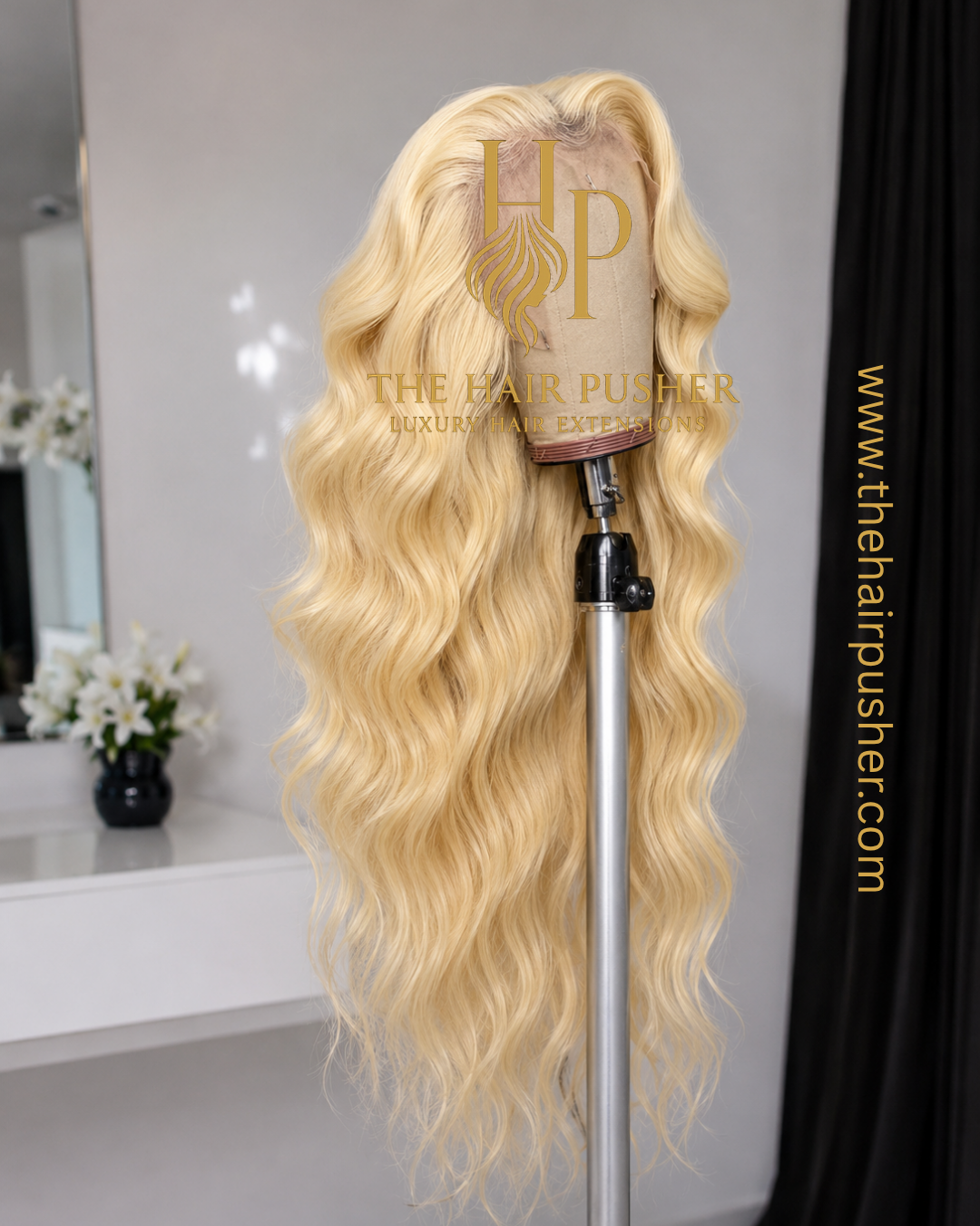 28" Platinum Blonde Loose Wave HD Lace Front Wig | 613 Premium Human Hair | Glueless Luxury Wig