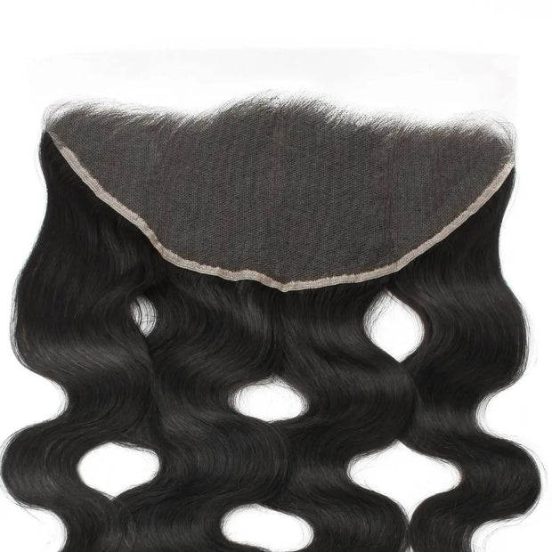 Body Wave 13x6 HD lace human hair frontal extension from THE HAIR PUSHER PREMIUM LUXE HAIR, showing detailed lace and wave pattern.