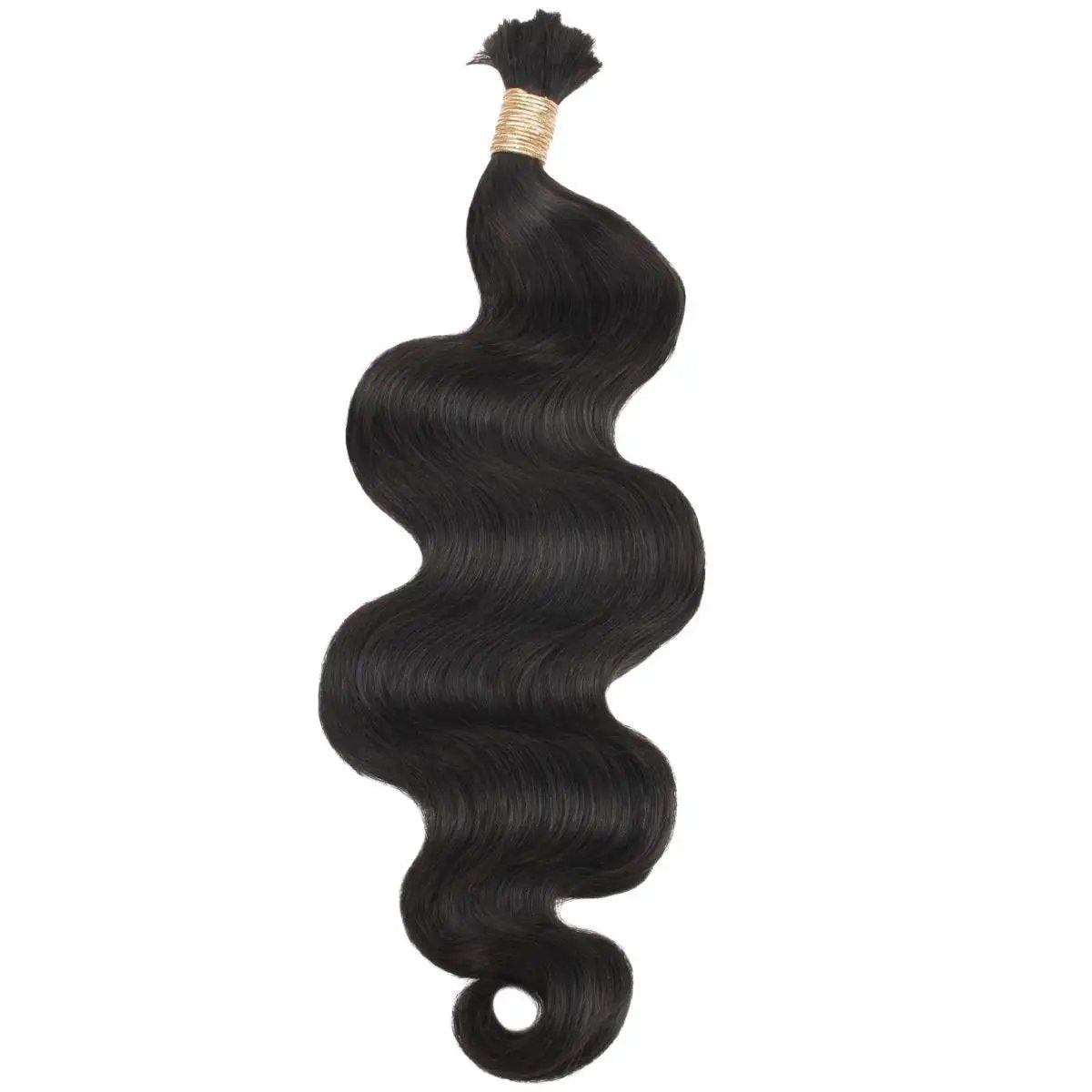 Body wave 100% human braiding hair extensions by THE HAIR PUSHER PREMIUM LUXE HAIR, shown in natural body wave texture.