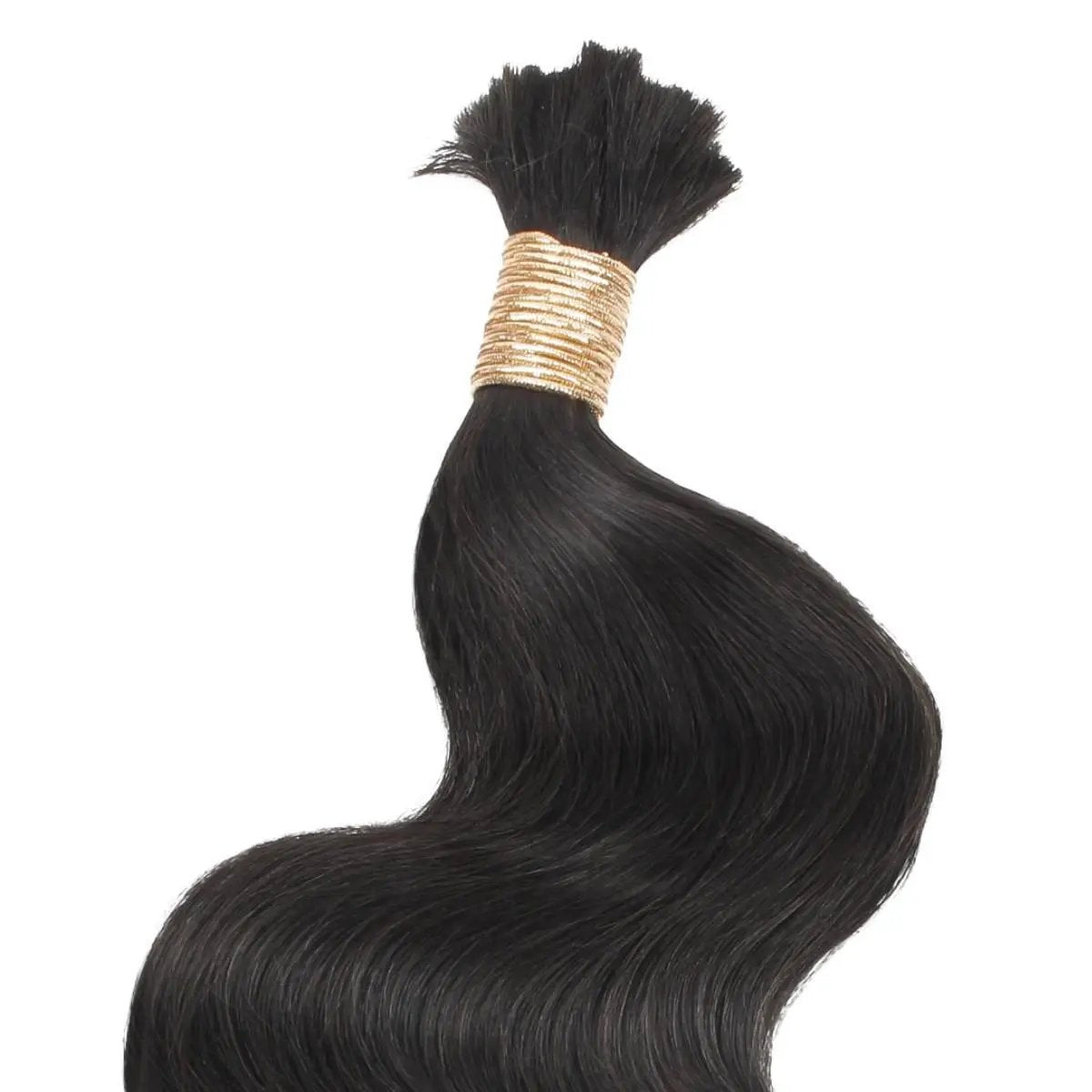 Body wave 100% human braiding hair from THE HAIR PUSHER PREMIUM LUXE HAIR, shown in bulk with natural wave texture for extensions
