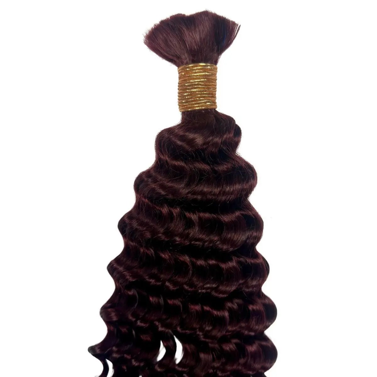 Burgundy deep wave 99J bulk braiding hair by THE HAIR PUSHER PREMIUM LUXE HAIR, 16 and 20 inches, 100% human hair extensions