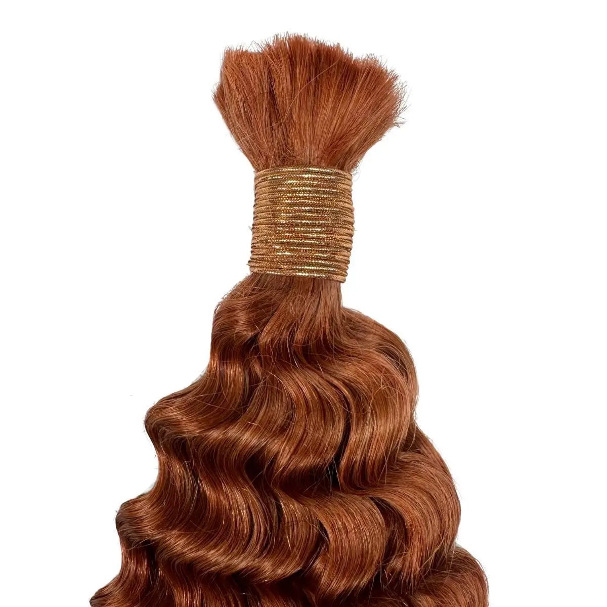 Copper deep wave braiding hair in 16" and 20" from THE HAIR PUSHER PREMIUM LUXE HAIR, 100% human, bulk, ideal for stylish protective styles.