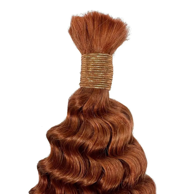 Copper Deep Wave Color 350 Bulk 100% Human Braiding Hair Private Label